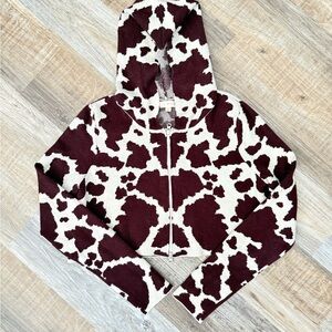 La Hearts Maroon and Cream Patterned Hoodie